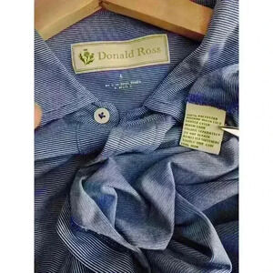 Donald Ross Polo Shirt Mens Size L Blue Geometric Golf Short Sleeve‎ Stretch